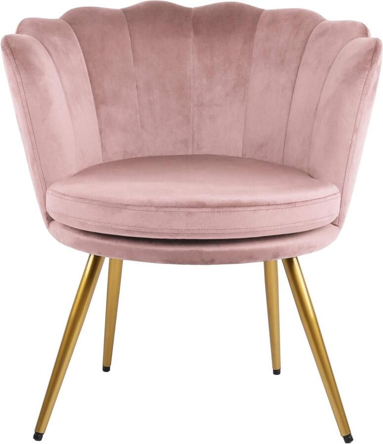 Stijlvolle metalen kuipstoel in zilver-roze 62 x 70 x 76 cm