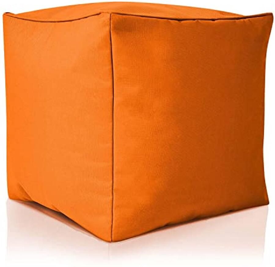 Stijlvolle poef kruk voor binnen en buiten 40x40x40 cm met comfortabele EPS vulling Voetenbank voor kinderen en volwassenen Oranje
