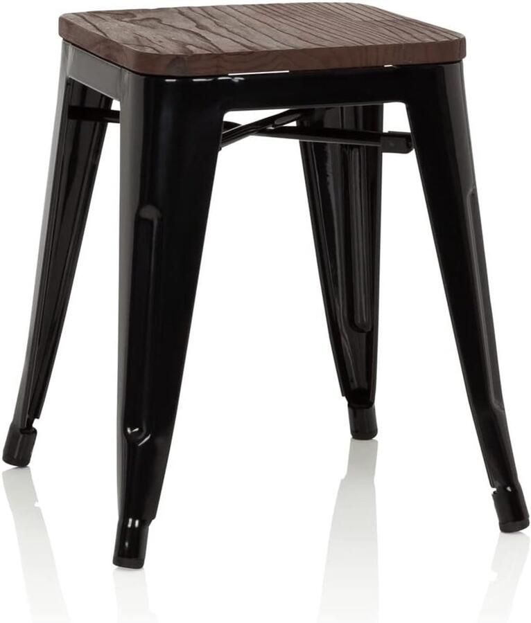 Stijlvolle Retro Kruk van Metaal en Hout voor Thuis en Horeca