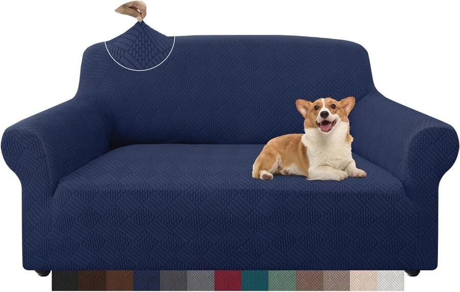 Stijlvolle Rhombus Dikke Bankovertrek 2-Zits Elastische Modestoffen Loveseat Bescherming voor Huisdieren en Kinderen