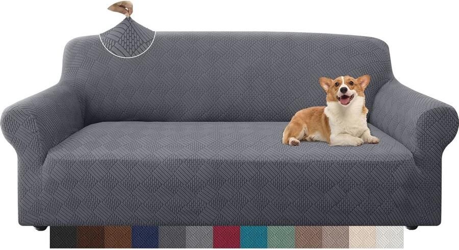 Stijlvolle Rhombus Dikke Bankovertrek 3-zits Elastische Bankbescherming voor Kinderen en Huisdieren Modern Geometrisch Design