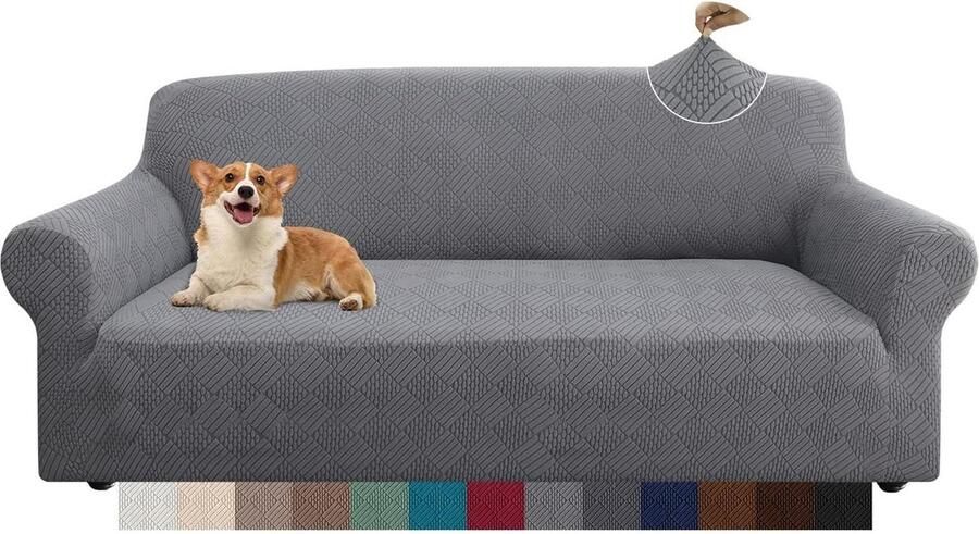 Bankhoes stretch 3 zitsbanken Stijlvolle Rhombus dikke elastische modestoffen bankovertrek antislip bankbescherming voor kinderen huisdieren woonkamer 3-zits lichtgrijs bankhoes stretch 3 zitsbanken