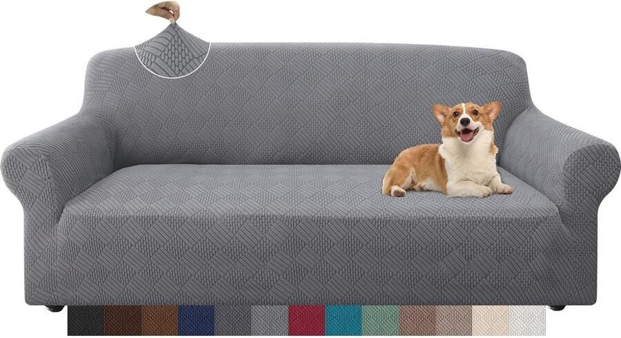 Stijlvolle Rhombus Dikke Bankovertrek voor 3-zits Bank Bescherming Tegen Kinderen en Huisdieren Lichtgrijs
