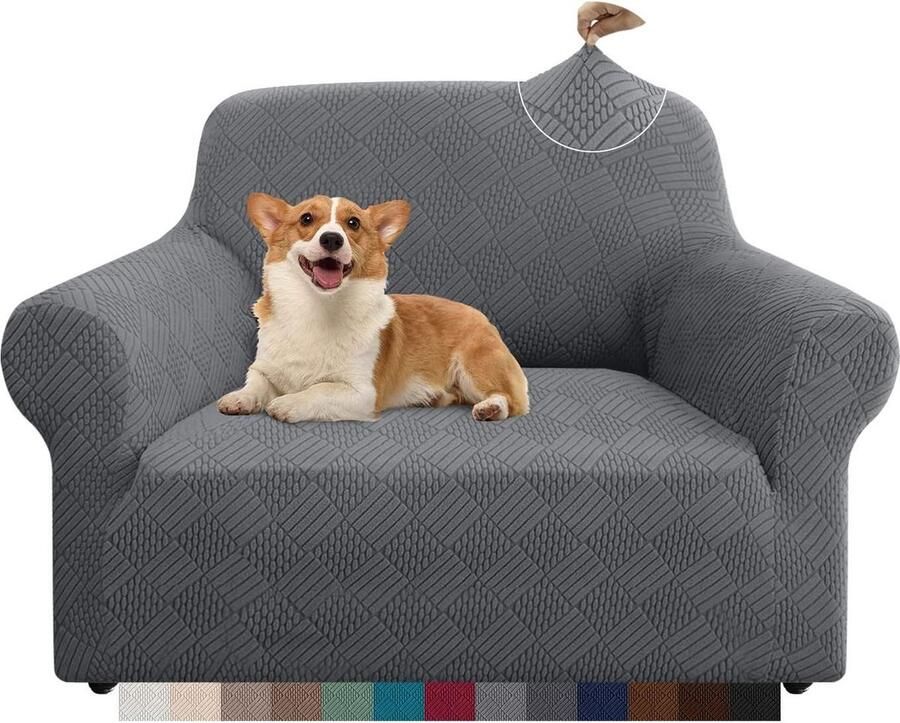 Stijlvolle Rhombus dikke stoelhoes met hoge stretch Voor 1-zits bank Lichtgrijs Voor kinderen huisdieren woonkamer