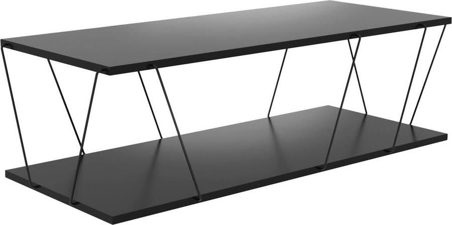 BFD BestFurnitureDesign Salontafel industrieeldesign Antraciet-Zwart Salontafel Hout Koffietafel Houtentafel L 120 x B 50 x H 30 cm - Foto 3