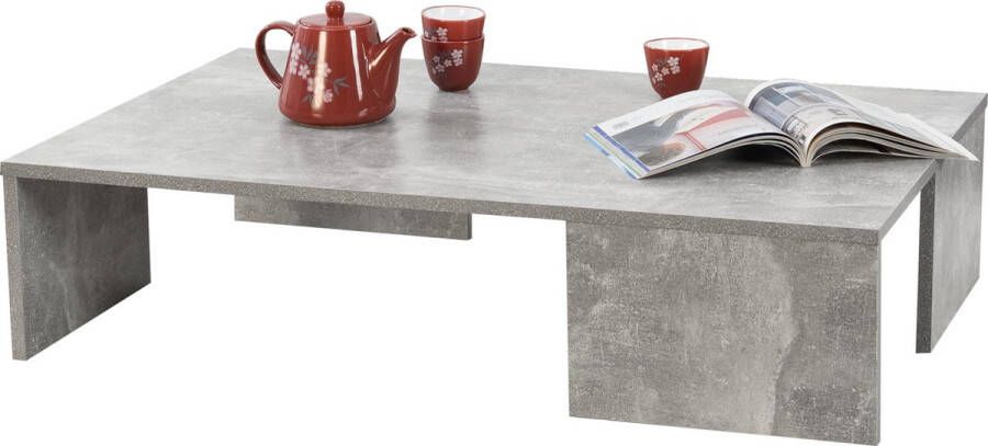 Unbranded Stijlvolle Salontafel Graham 90x60x21 cm Spaanplaat Betonlook Decoratieve Salontafel