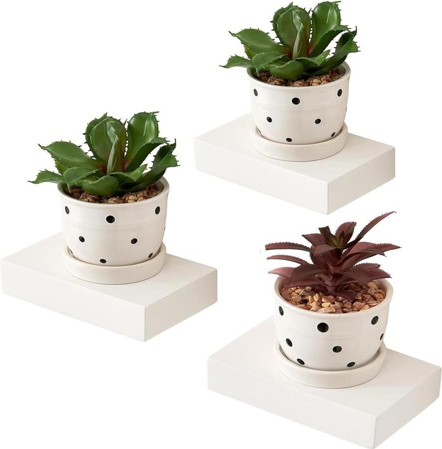 Luvetrex Stijlvolle Set van 3 Zwevende Eikenhouten Wandplanken voor Decoratie en Opslag