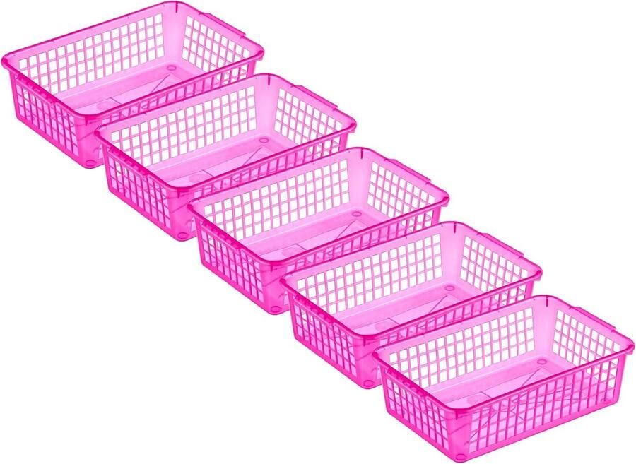 Luvetrex Stijlvolle Set van 5 Opbergmanden in Roze 1.8 Liter 25x16x7 cm