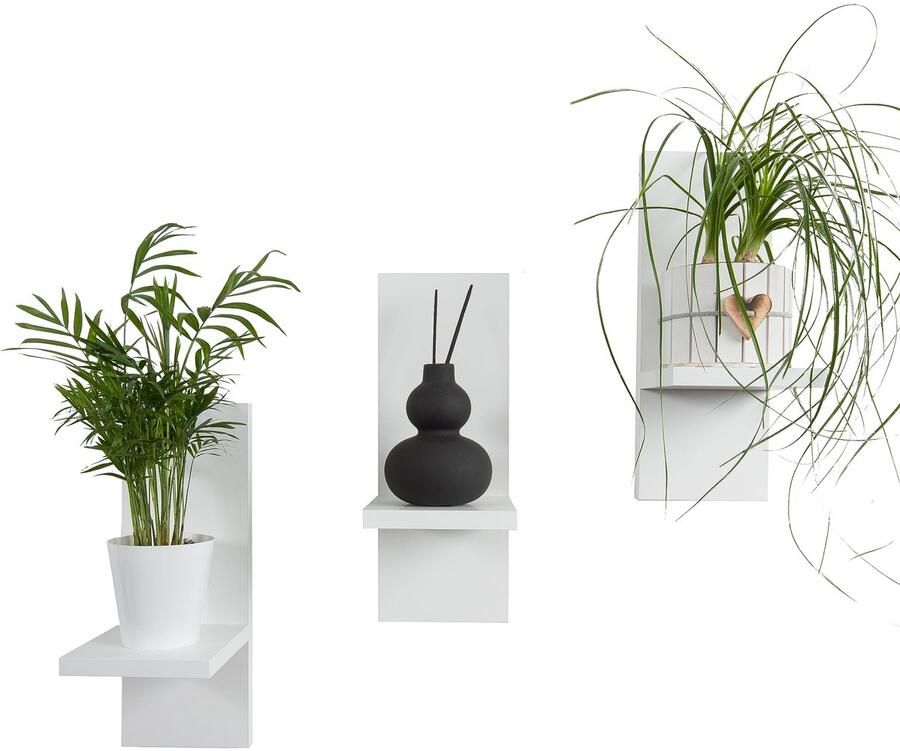 Ibenzoa Drie Delige Houten Wandplank Set – Stijlvol Design voor Planten en Decoratie