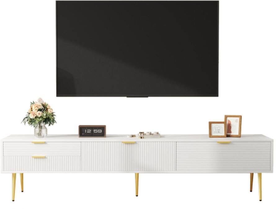 Steven stijlvolle tv-kast lowboard met laden en deuren woonkamermeubel modern design gouden handvatten en poten