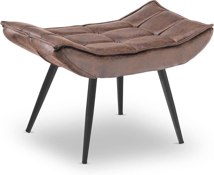 Stijlvolle vierkante voetensteun met metalen poten 40 x 69 cm Bruin microvezel