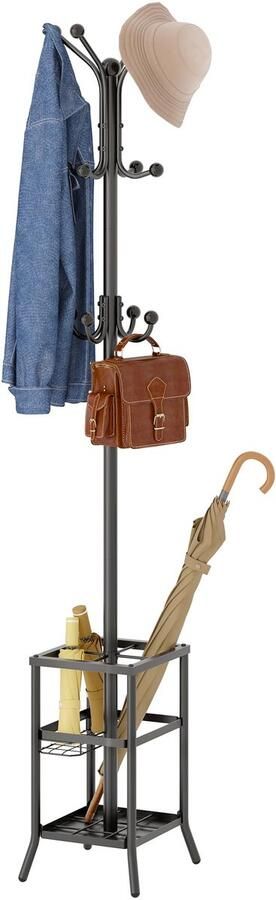Stijlvolle Vrijstaande Kapstok met Paraplustandaard en 12 Functionele Haken voor Elke Ruimte