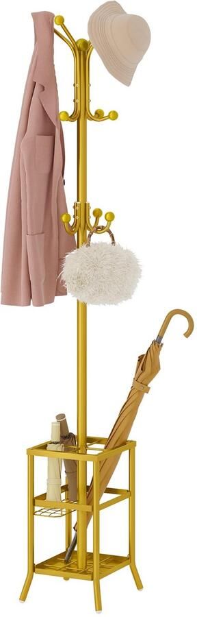 Stijlvolle Vrijstaande Kapstok met Paraplustandaard en 12 Functionele Haken voor Woon- en Slaapkamers