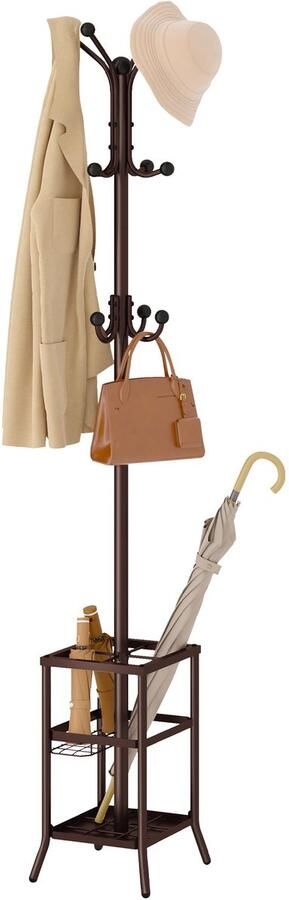 Stijlvolle Vrijstaande Kapstok met Paraplustandaard en 12 Haken voor Ruimtes