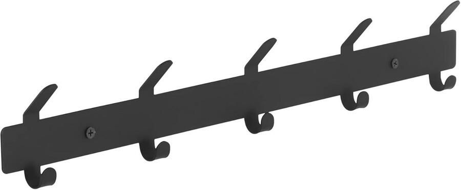 Stijlvolle Wandkapstok in Metaal met 10 Haken 49 cm Lang Zwart
