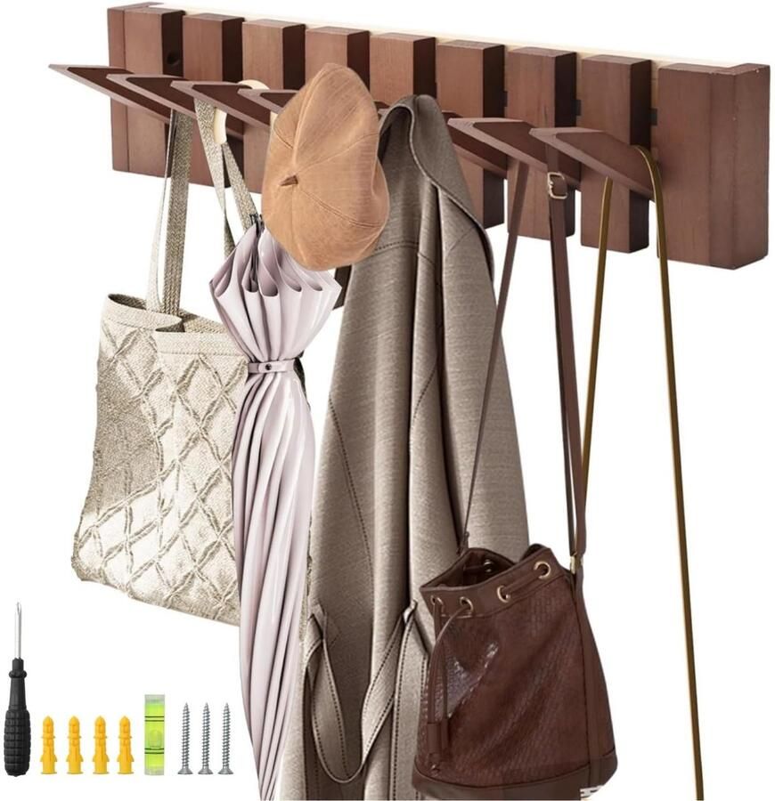 Stijlvolle wandkapstok minimalistisch ontwerp 1 stuk hout