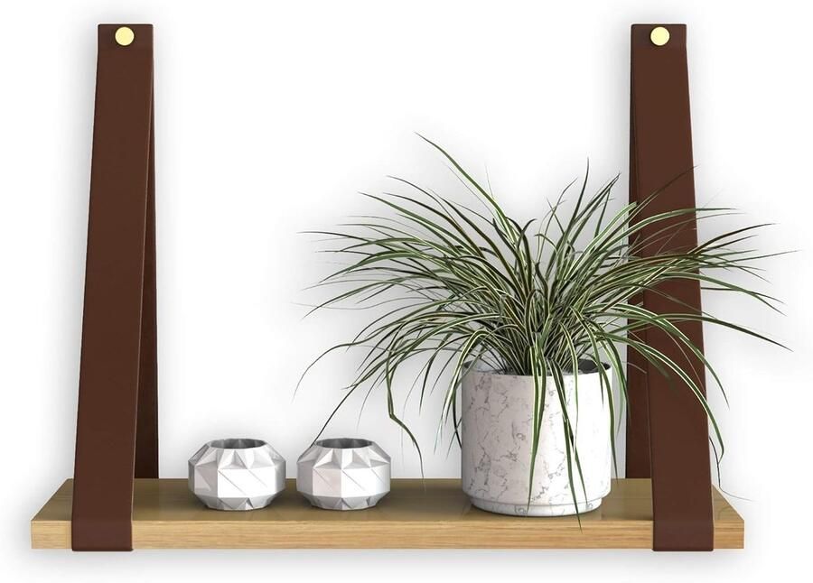 Stijlvolle wandplank van massief eikenhout duurzaam 1 stuk bruin