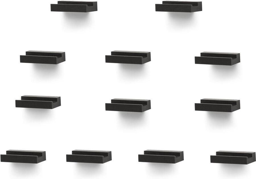 Stijlvolle Wandplanken voor Schallplatten en Albums van Massief Eikenhout Set van 12 Stuks