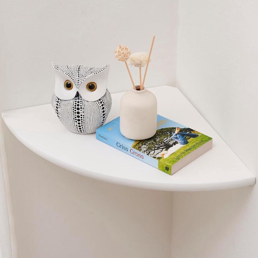 Stijlvolle Witte Eikenhouten Hoekplank voor Slaapkamer en Woonkamer Diameter 25 cm