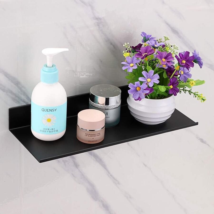 Luvetrex Stijlvolle Zwarte Aluminium Wandplank voor Badkamer Keuken Slaapkamer en Woonkamer