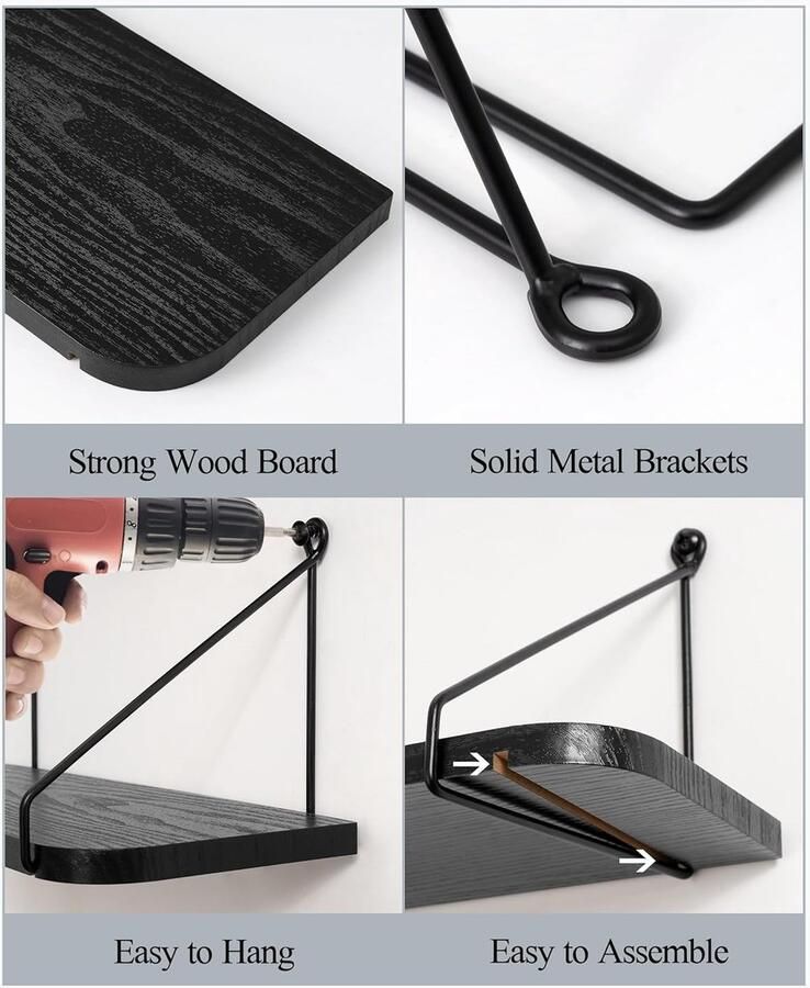 Stijlvolle Zwarte Houten Wandplanken voor Ruimtes in Huis