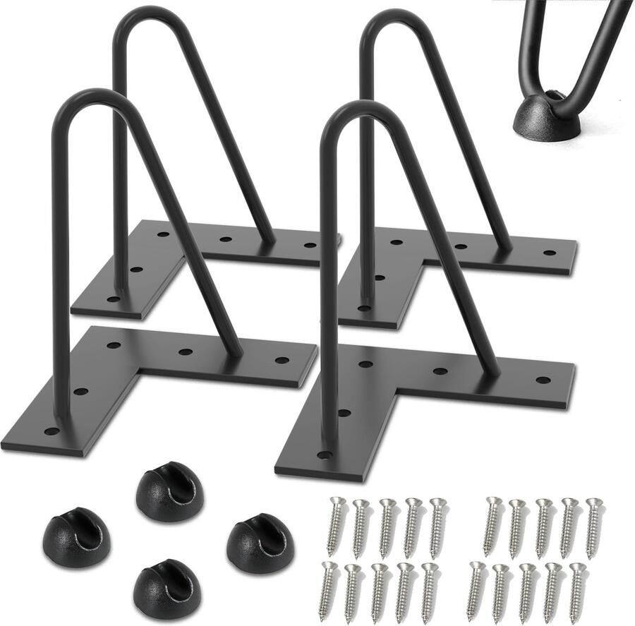 Kilkuran Stijlvolle Zwarte Metalen Meubelpoten voor Doe-Het-Zelf Projecten 15 cm Hoog