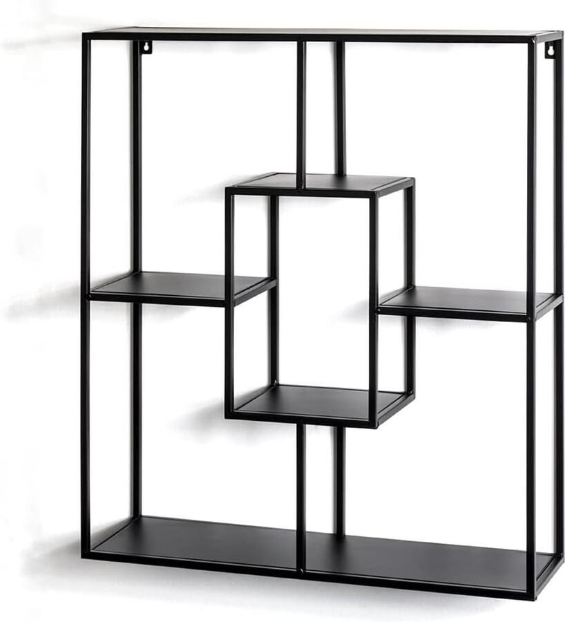 Stijlvolle Zwarte Metalen Wandplank met Moderne Uitstraling en Hoogwaardige Constructie