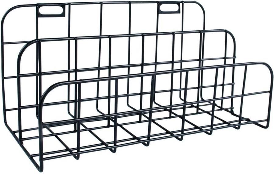 Stijlvolle Zwarte Metalen Wandrek Met Twee Functionele Vakken Voor Opberggemak