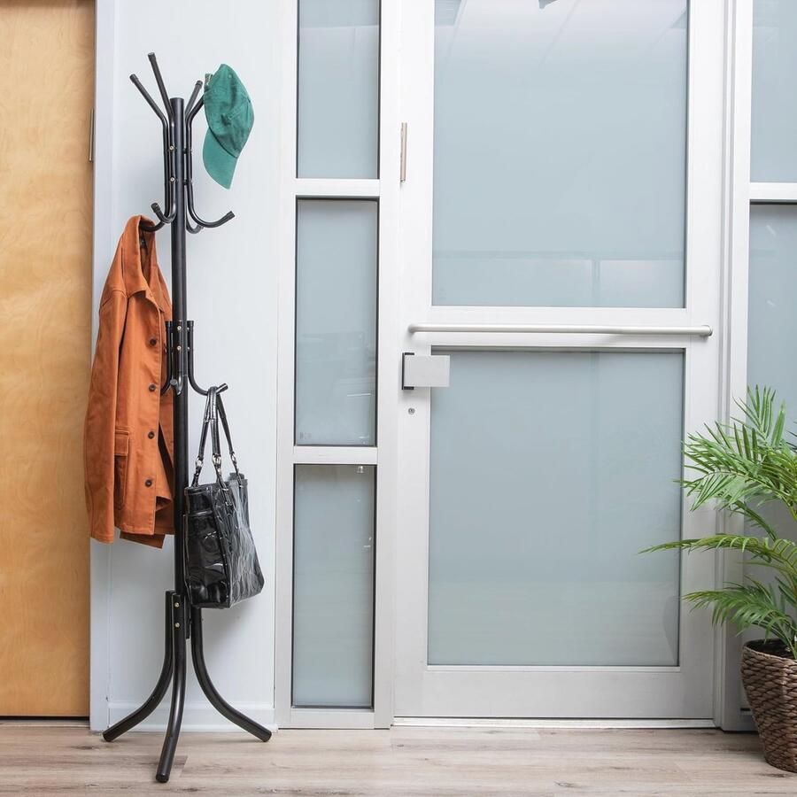 Stijlvolle Zwarte Staande Kapstok met 11 Haken voor Jassen Hoeden en Accessoires