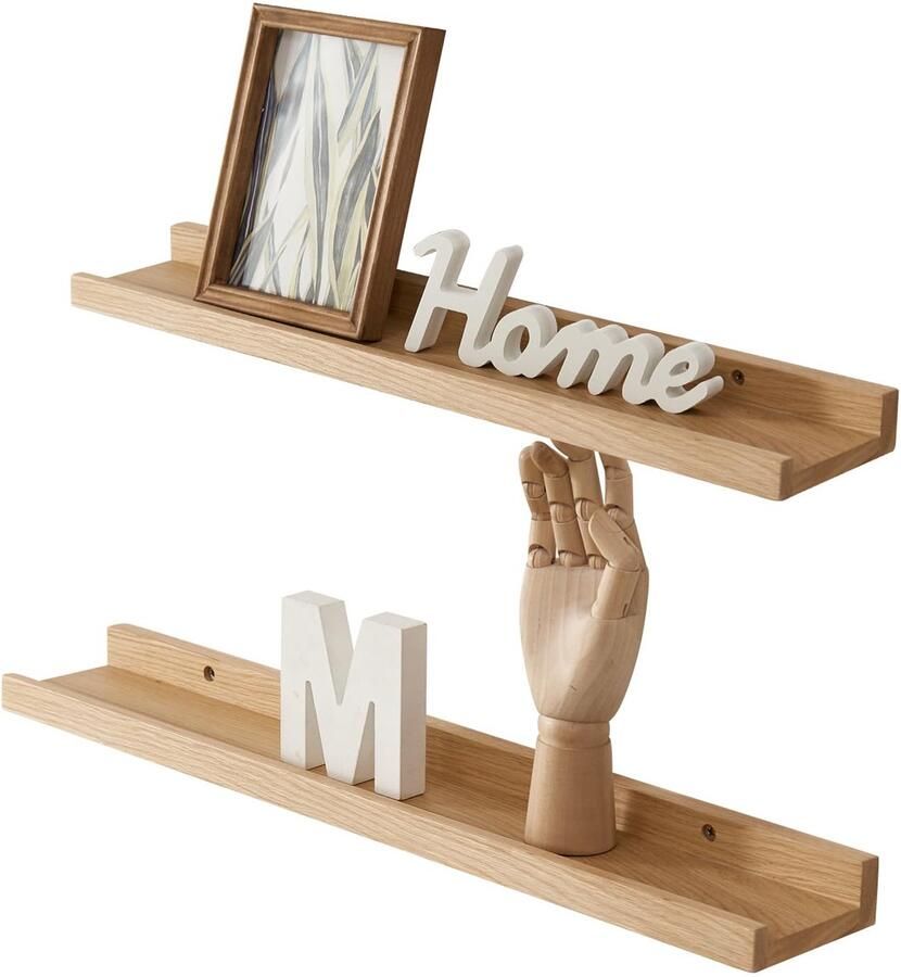 Stijlvolle Zwevende Wandplank van Eikenhout voor Optimaal Ruimtegebruik en Decoratie