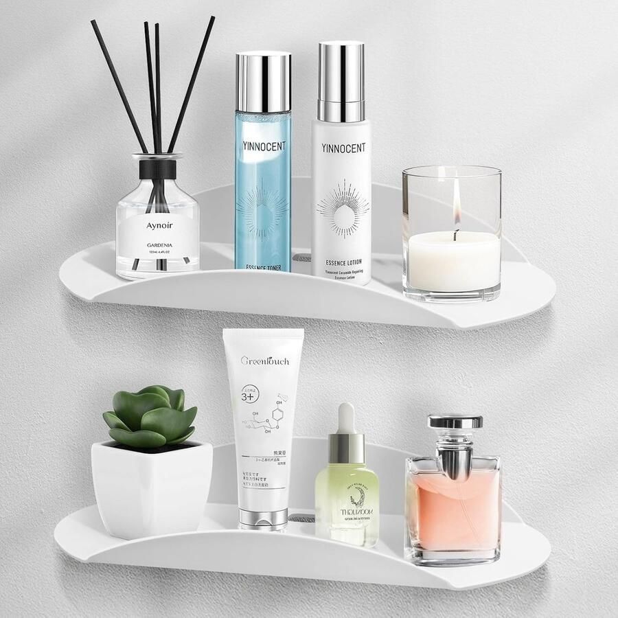 Luvetrex Stijlvolle Zwevende Wandplanken Set van 2 met Gebogen Ontwerp voor Toepassingen