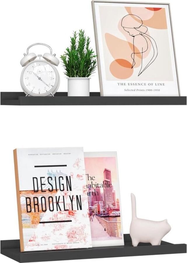 Stijlvolle Zwevende Wandplanken Set voor Ruimtes met 10kg Draagkracht