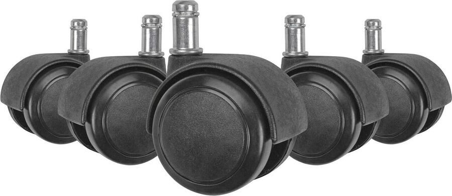 Stille bureaustoelwielen 5-delige set voor harde vloeren tapijten en tegels 11 x 20 mm - Foto 2