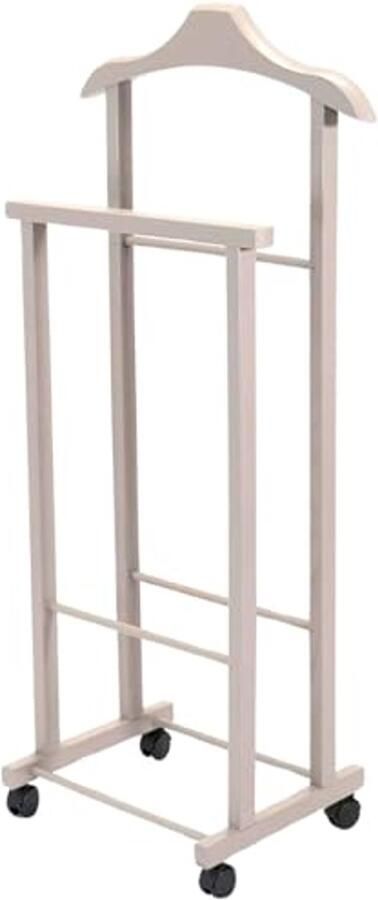 Stille dienaar kledingrek van beukenhout met wielen voor slaapkamer