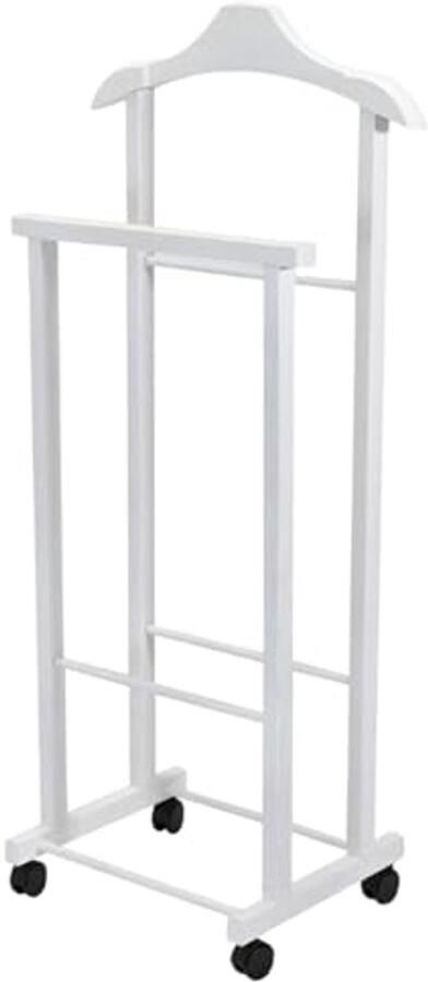 Stille dienaar van beukenhout Kledingrek met wielen voor slaapkamer