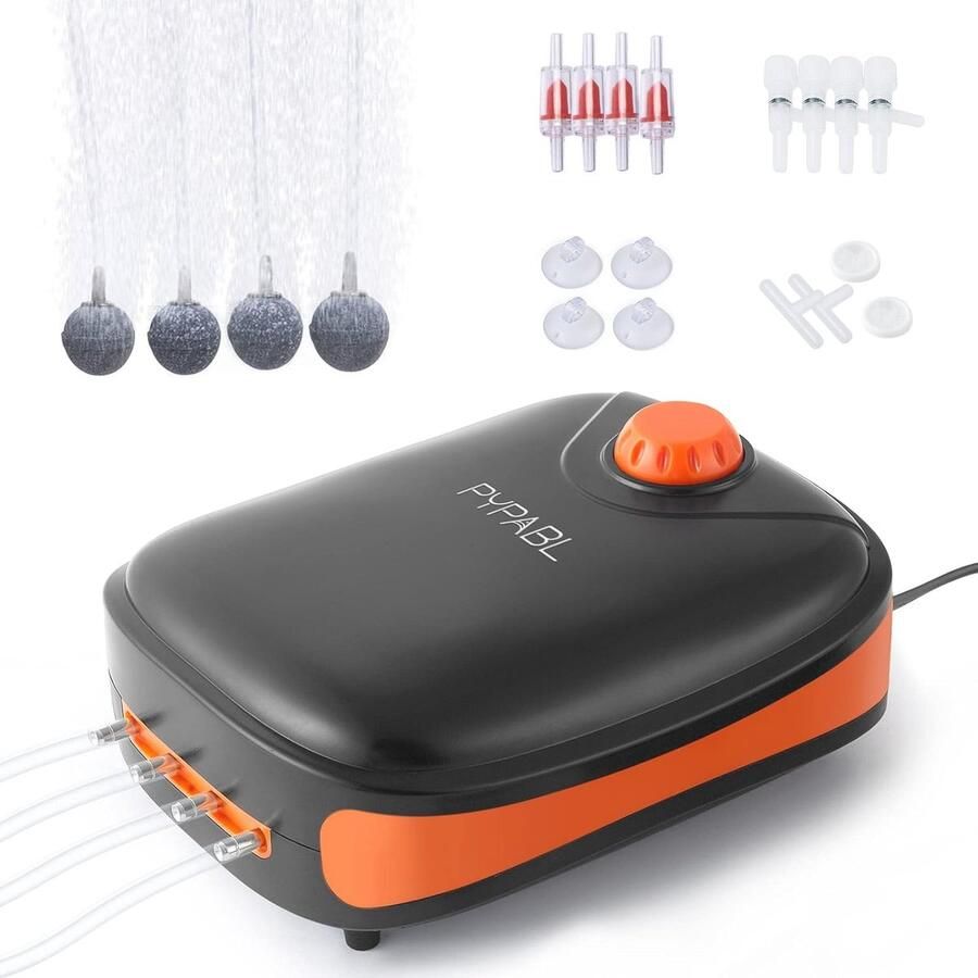 Stille Luchtpomp voor Aquarium met 4 Uitgangen Ideaal voor Vissen en Schildpadden tot 1100L