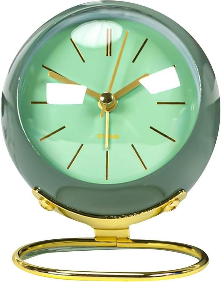 Stille nachtkastje klok met nachtlampje Metalen nachtkastje wekker batterij aangedreven Geschikt voor slaapkamer woonkamer