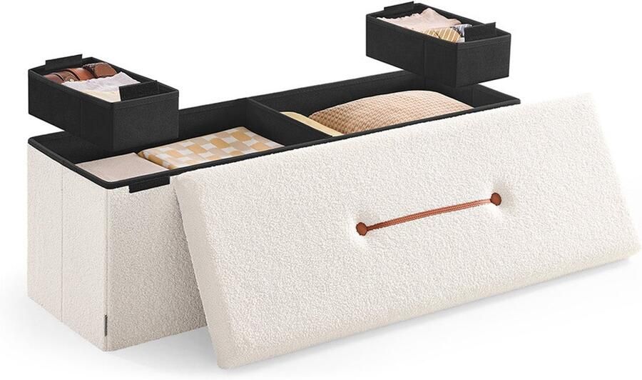 Stock Stool Ottoman zitkist 131L Capaciteit wit 38 cm x 110 cm x 38 cm