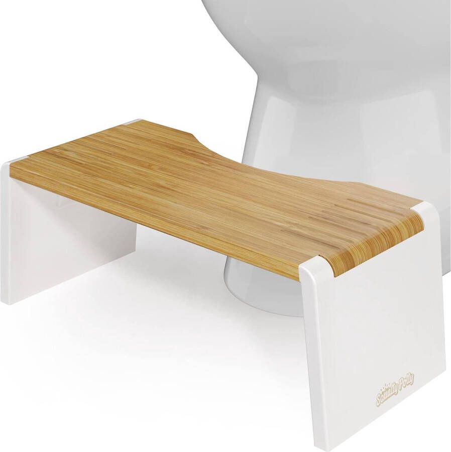 Stockholm Opvouwbare Bamboe Toiletkruk 7 Inch Opvouwbaar Bruin en Wit