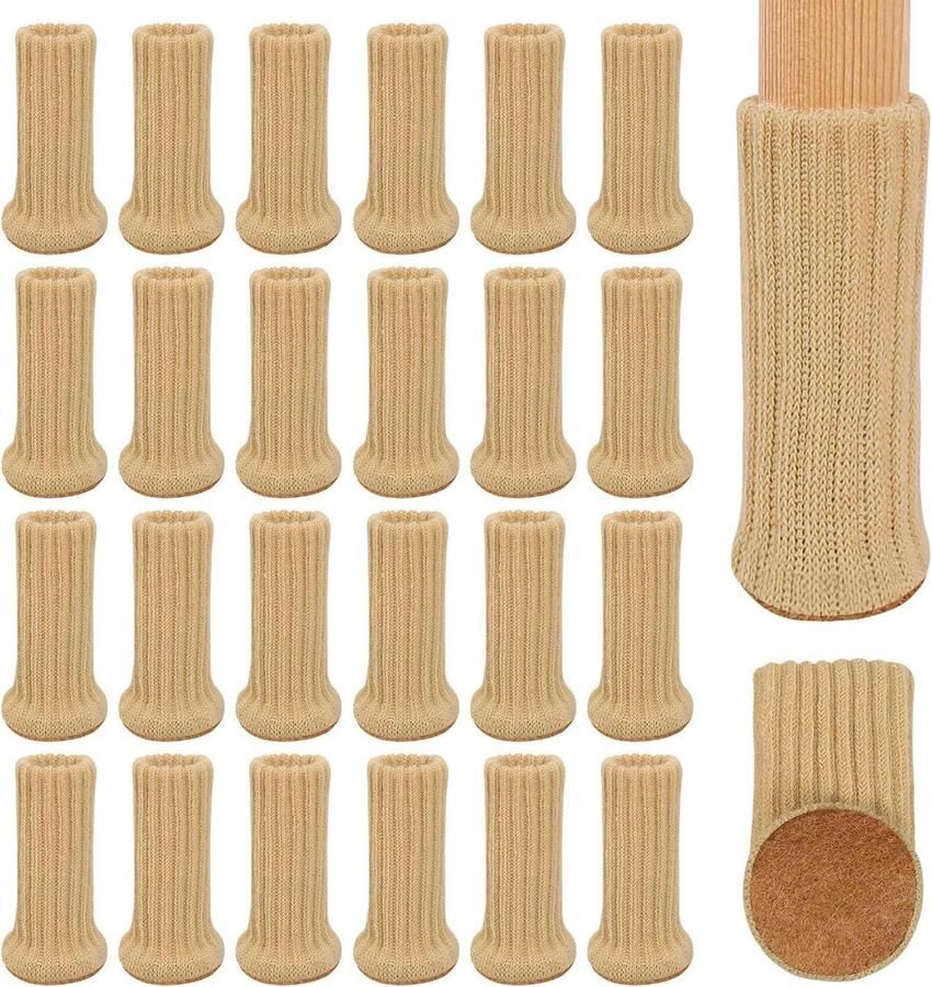 Stoel Been Sokken met Vilt Pads Gebreide Meubelvoetbescherming Stoelpootbeschermers Meubelbeen Sokken voor Stoelpoten 1-2 inch Voorkom Krassen & Lawaai Set van 24 stoelpootbeschermers