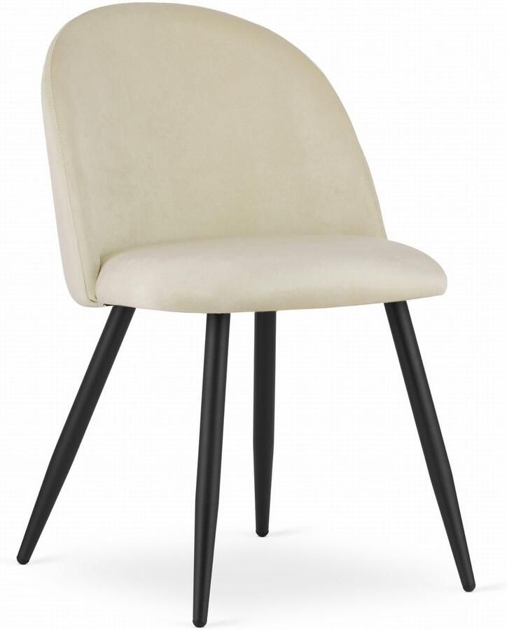 Stoel BELLO Beige Velvet Zwarte Metalen Poten Modern Design en Uitstekend Zitcomfort voor Woonkamer Slaapkamer Eetkamer of Kantoor Max. 120 kg