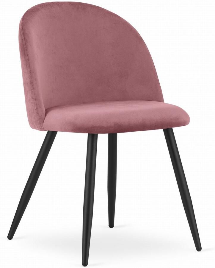Stoel BELLO Donkerroze Velvet Zwarte Metalen Poten Modern Design en Uitstekend Zitcomfort voor Woonkamer Slaapkamer Eetkamer of Kantoor Max. 120 kg