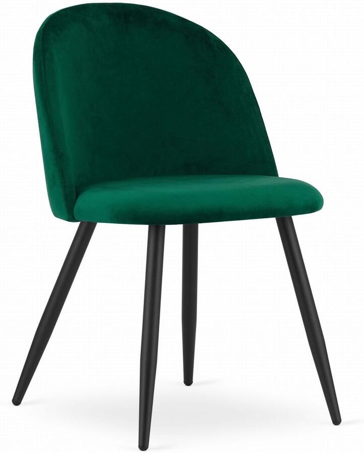 Stoel BELLO Groen Velvet Zwarte Metalen Poten Modern Design en Uitstekend Zitcomfort voor Woonkamer Slaapkamer Eetkamer of Kantoor Max. 120 kg