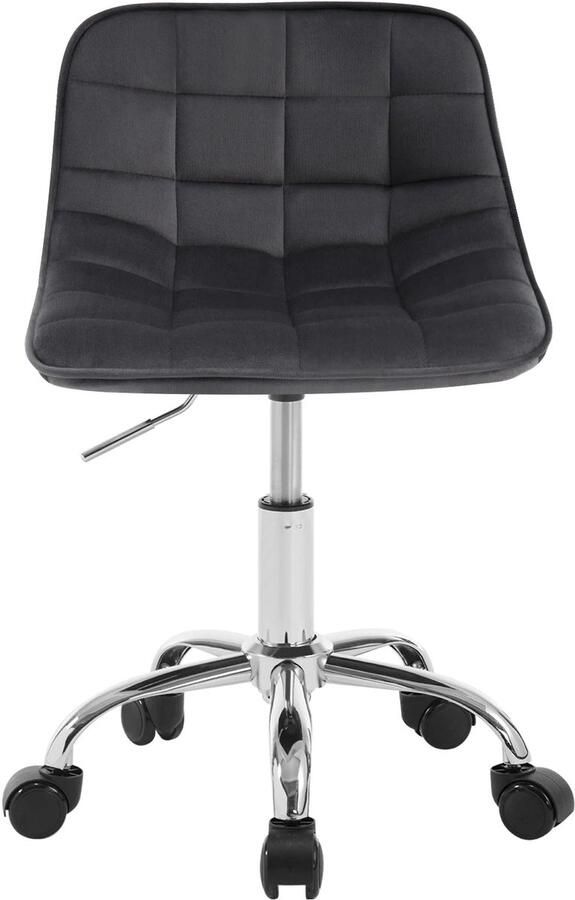 Corenia Stoel Bureaustoel Eetkamerstoelen Rugleuning 360° Rotatie Verstelbare Hoogte Comfortabele voor Kantoor Make-up Donkergrijs Fluweel