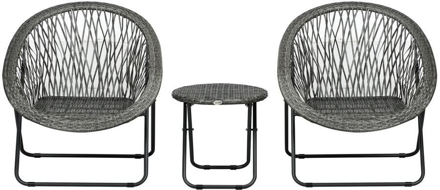 Livetastic Stoel Driedelig incl 1 bijzettafel en 2 stoelen 76x77x78cm Zwart incl 2 kussens