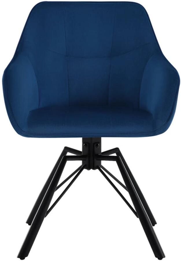 Stoel Eetkamerstoel Draaibare Eetkamerstoel Ergonomisch Eetkamerstoel met Armleuningen – Comfortabele Gestoffeerde Keukenstoel – Fluwelen Zitting – 360° Rotatie – Modern Design 58.5x54.5x82.5cm Blauw Fluweel