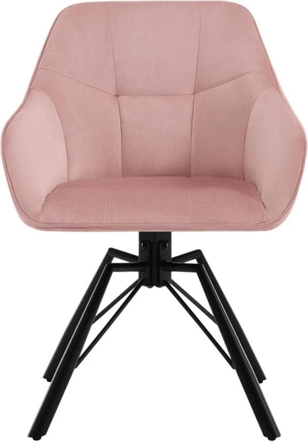 Stoel Eetkamerstoel Draaibare Eetkamerstoel Ergonomisch Eetkamerstoel met Armleuningen – Comfortabele Gestoffeerde Keukenstoel – Fluwelen Zitting – 360° Rotatie – Modern Design 58.5x54.5x82.5cm Roze Fluweel