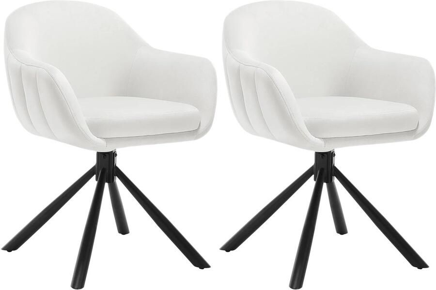 Corenia Eetkamerstoelen Keukenstoel Eetkamerstoel Eetstoel Draaibare met Armleuningen Ergonomisch Ontwerp Luxe Eetkamer en Lounge Stoelen Fluweel 2 Packs Crèmekleurig