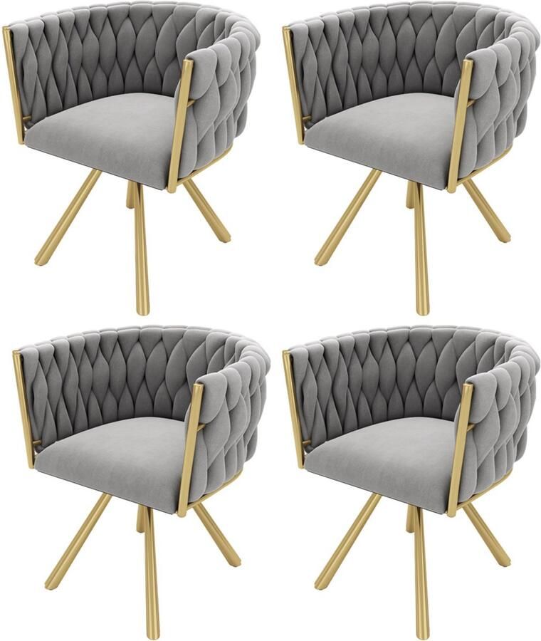 GOTAGEE Stoel Eetstoel Bureaustoel Stoel voor de woonkamer Stoel voor de slaapkamer Leesstoel Draaisstoel 4-delige set