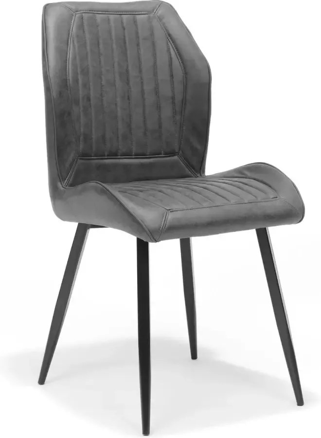 Stoel Emiel Antraciet Stof Set van 2 Zithoogte 50 cm Zitdiepte 42 cm